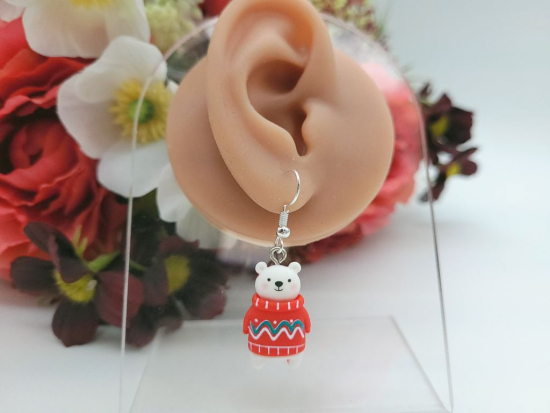 Teddy im Wollpulli Ohrringe